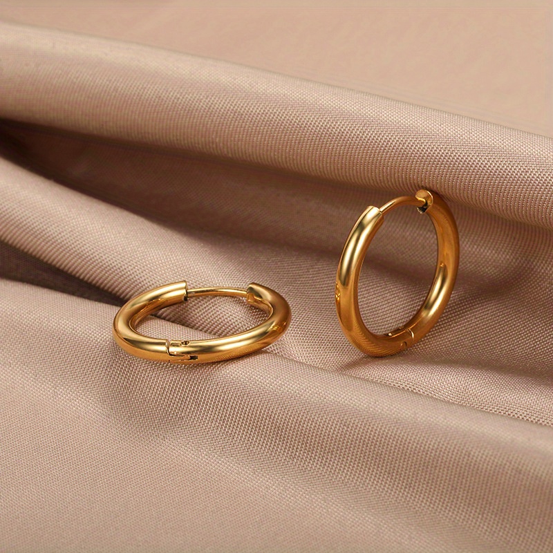 Anti Allergic 18K Golden Plated Stainless Steel Hoop Earrings